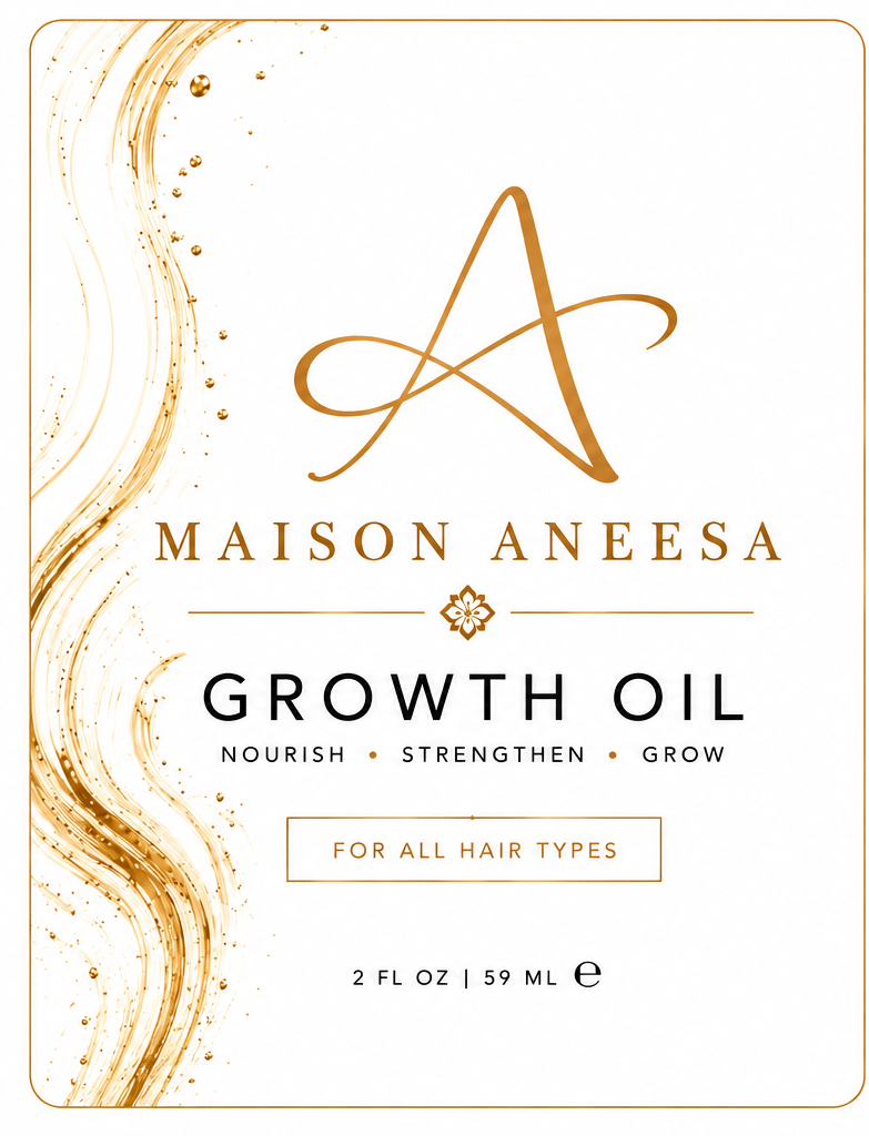 Maison Aneesa Growth Oil label artwork